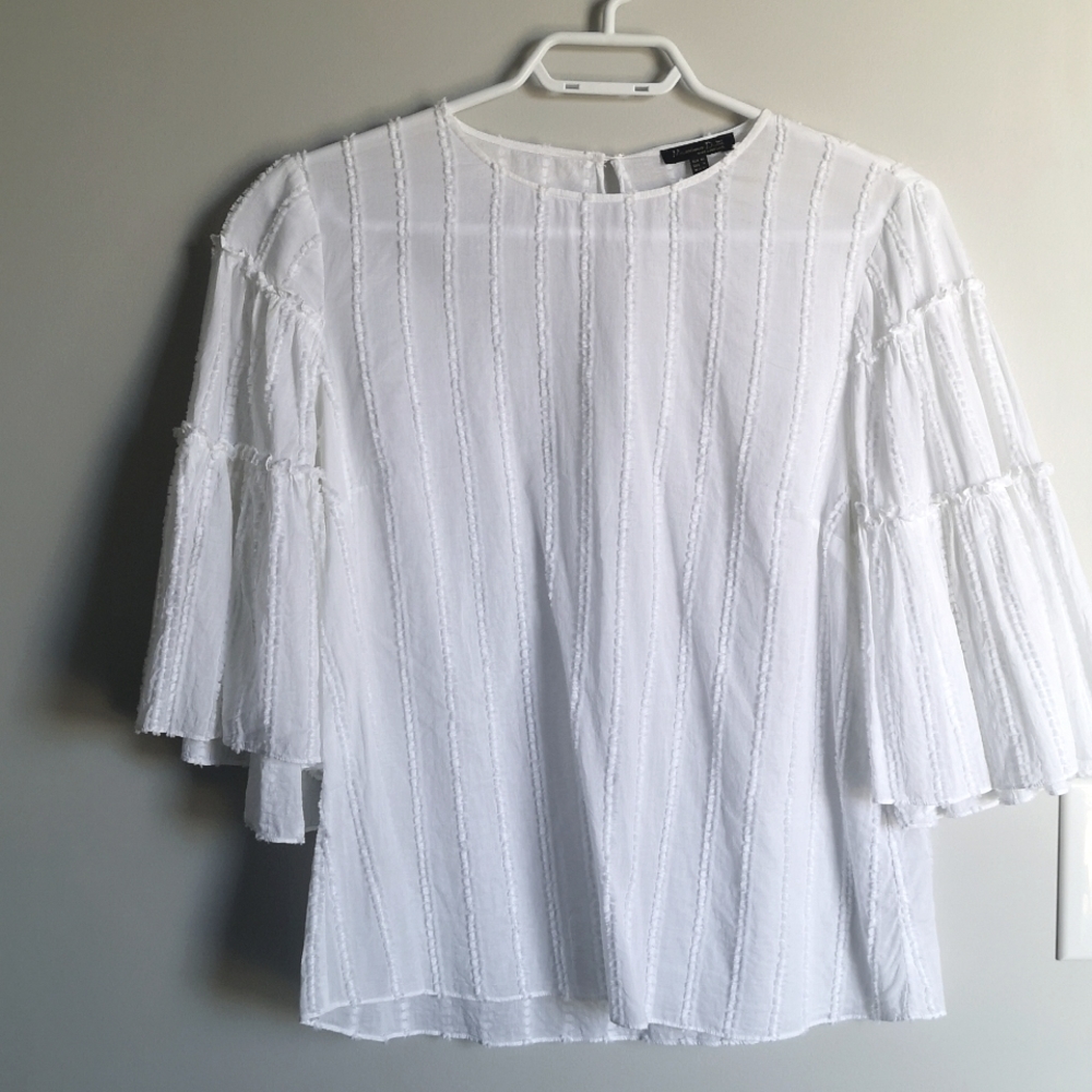 Massimo Dutti Sz 8 white blouse with flared bell sleeves